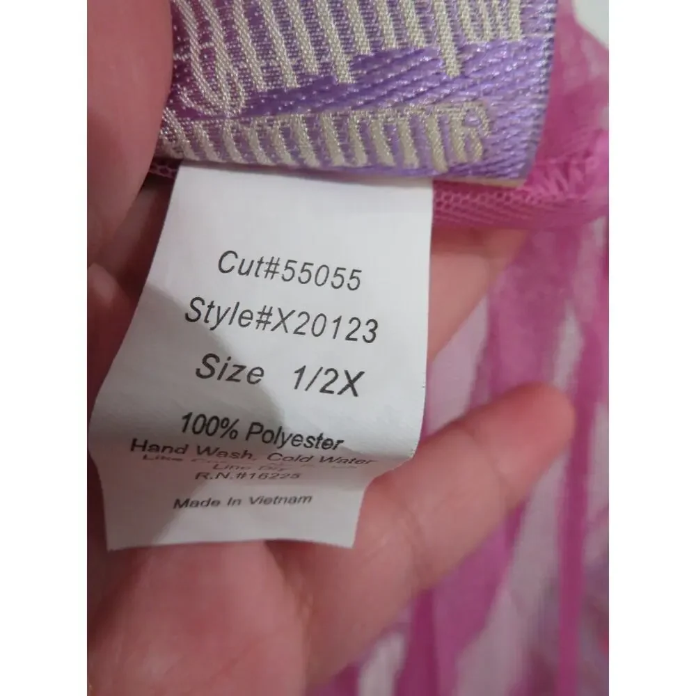 Intimate Attitudes Women Sz 1X Pink Purple Y2K Sheer Lace Sequin Robe Romantic